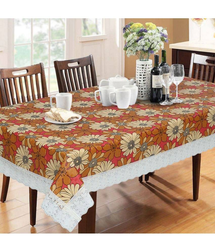 Printed PVC 6 Seater Rectangle Table Cover ( 220 x 150 ) cm Pack of 1 Orange Printed PVC 6 Seater Rectangle Table Cover ( 220 x 150 ) cm Pack of 1 Orange