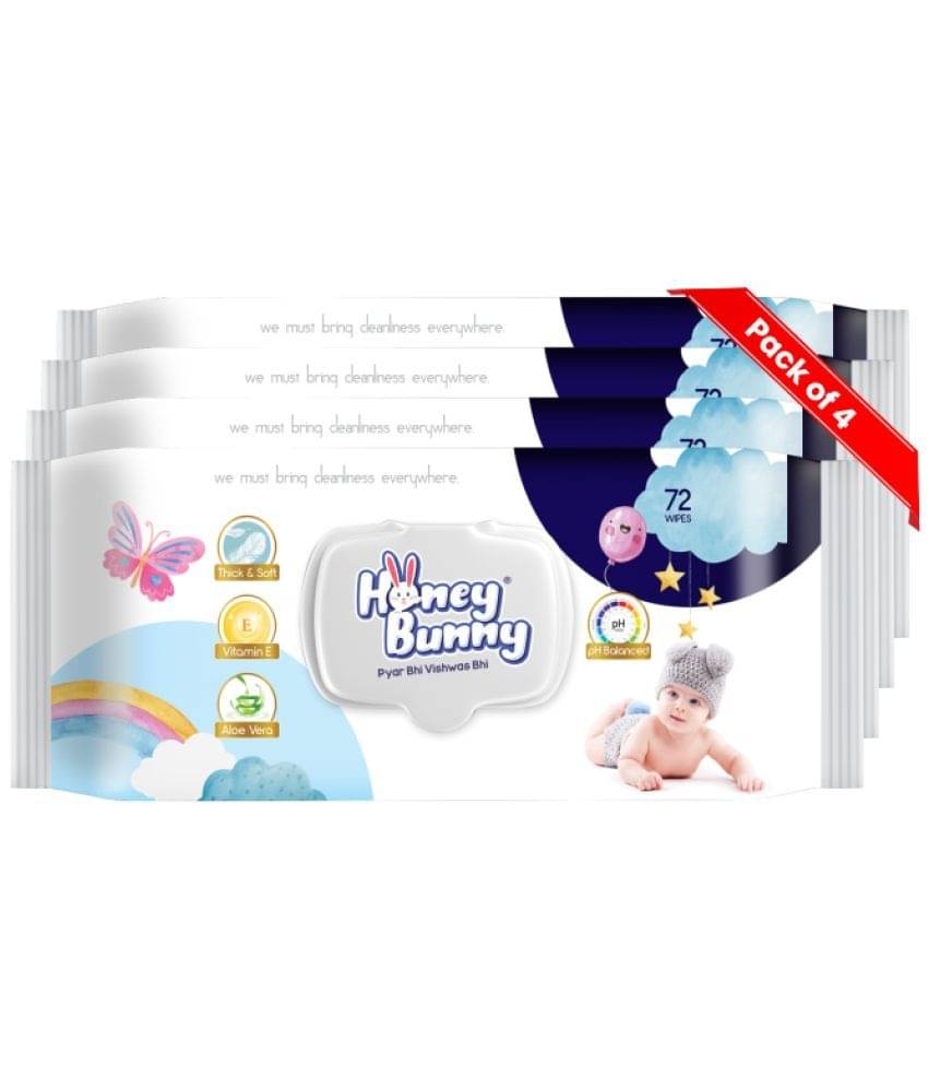 Honey Bunny - Scented Wet wipes For Babies ( Pack of 4 ) Honey Bunny - Scented Wet wipes For Babies ( Pack of 4 )