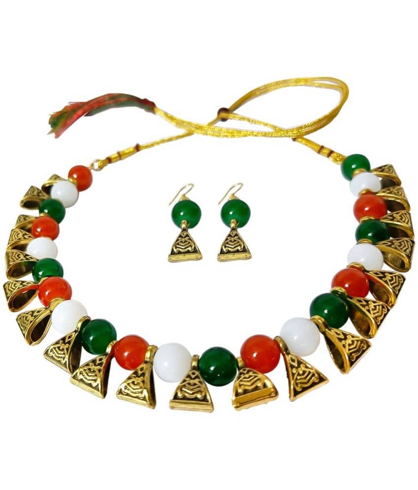 JFL - Jewellery For Less - Multicolor Glass Necklace Set ( Pack of 1 )