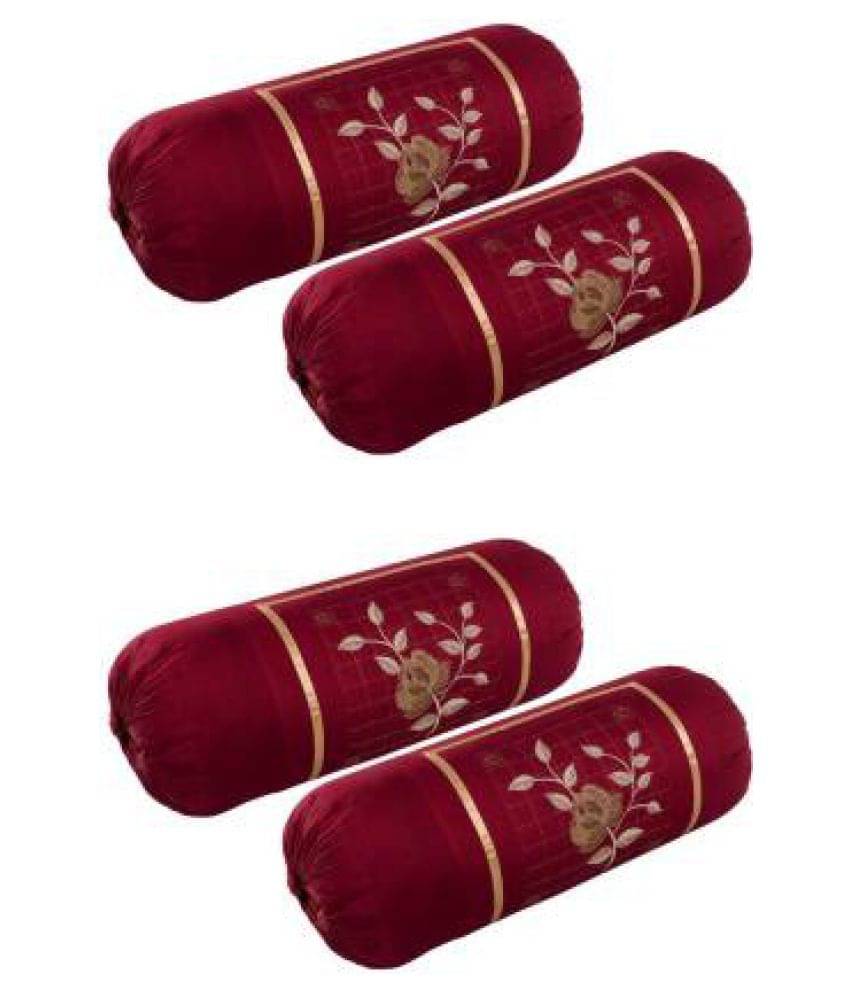     			MAHALUXMI COLLECTION - Pack of 4 Microfiber Embroidered Standard Size Pillow Cover ( 78.74 cm(31) x 40.64 cm(16) ) - Maroon