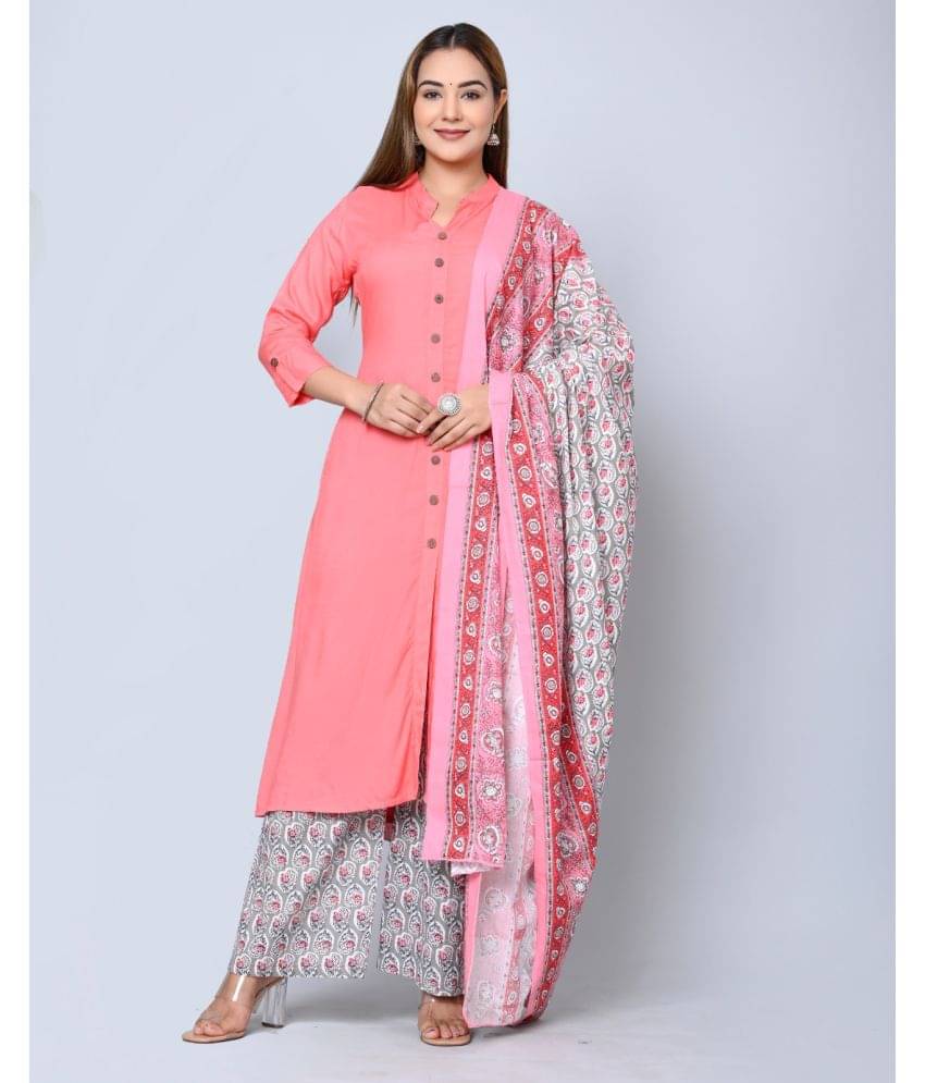 MAUKA - Pink Front Slit Rayon Women's Stitched Salwar Suit ( Pack of 1 ) MAUKA - Pink Front Slit Rayon Women's Stitched Salwar Suit ( Pack of 1 )