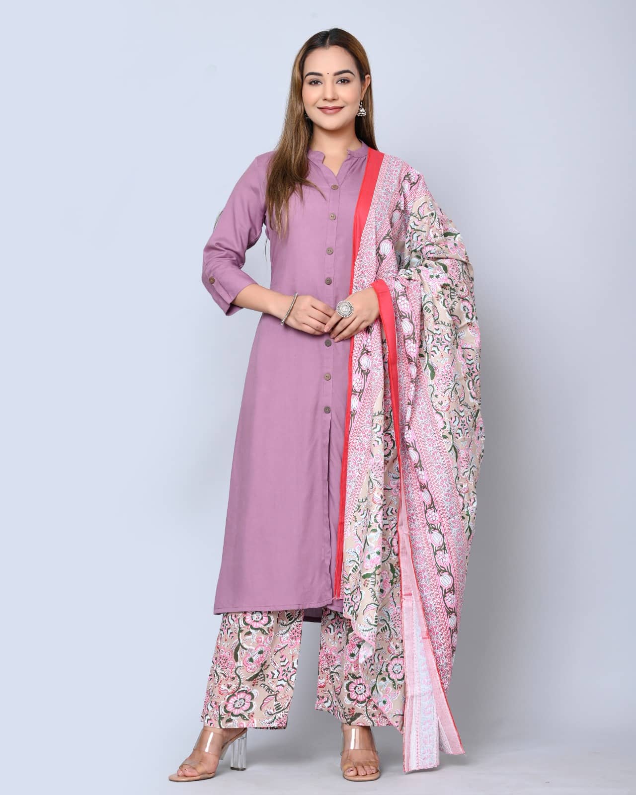 MAUKA - Purple Front Slit Rayon Women's Stitched Salwar Suit ( Pack of 1 )