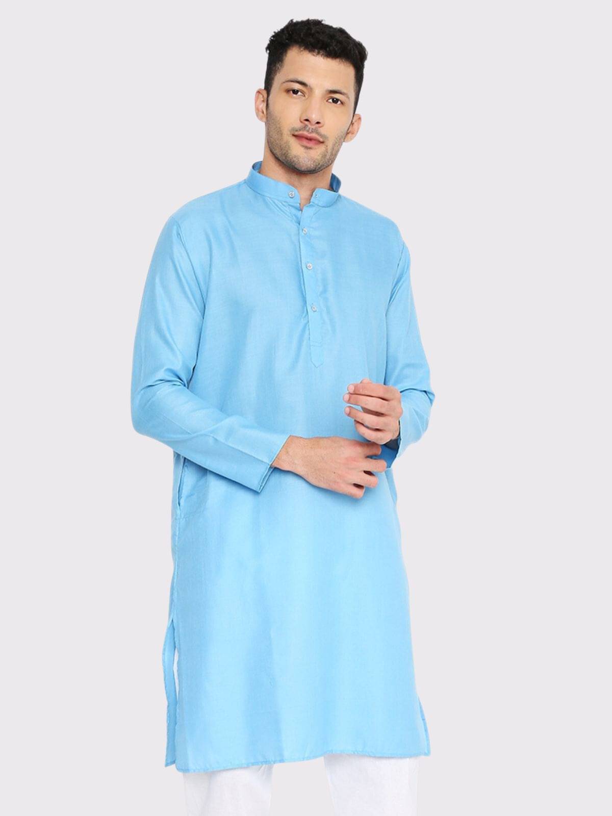 Maharaja - Blue Cotton Blend Men's Regular Kurta ( Pack of 1 ) Maharaja - Blue Cotton Blend Men's Regular Kurta ( Pack of 1 )