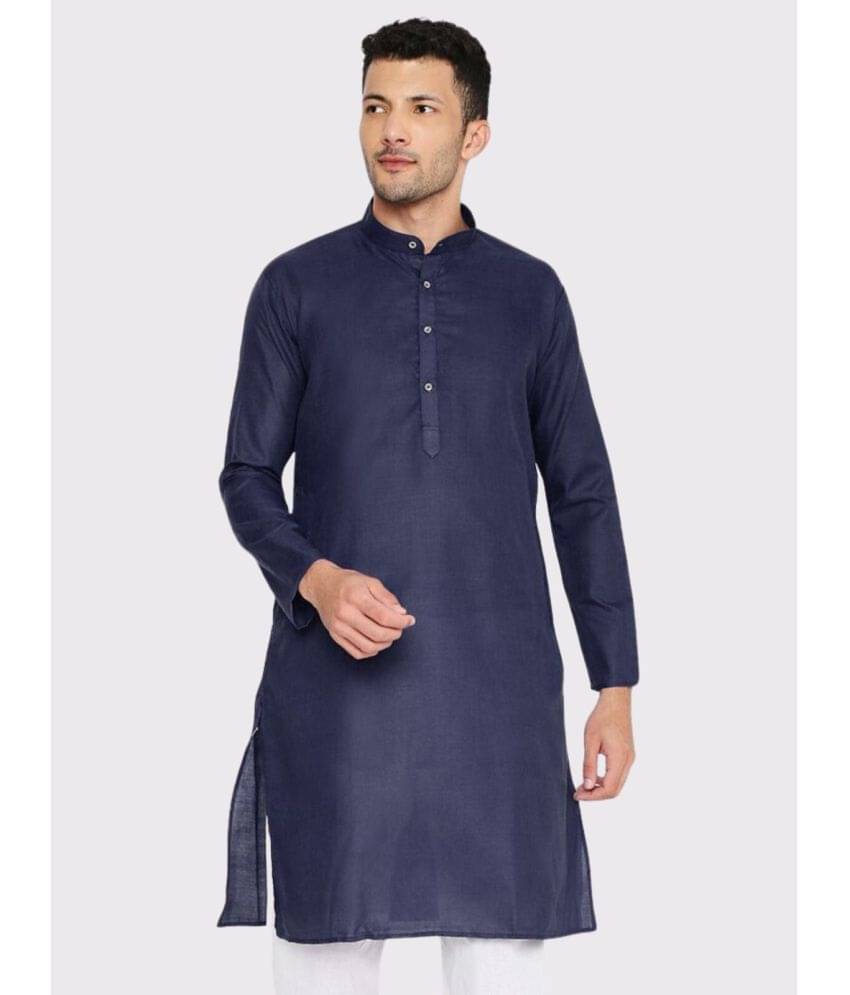 Maharaja - Navy Blue Cotton Blend Men's Regular Kurta ( Pack of 1 ) Maharaja - Navy Blue Cotton Blend Men's Regular Kurta ( Pack of 1 )