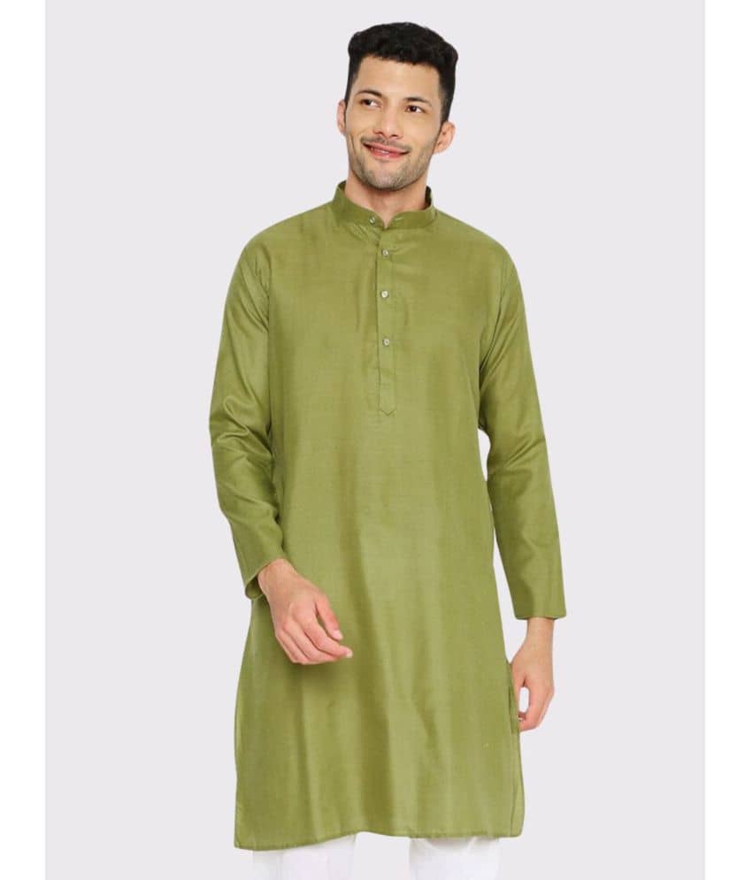 Maharaja - Olive Green Cotton Blend Men's Regular Kurta ( Pack of 1 ) - Kurtas & Kurta Sets | Buy online on ZillyBuy