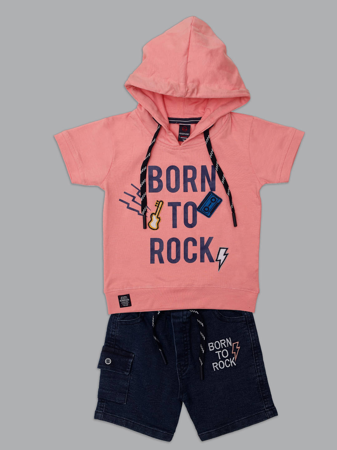     			Master Kids Pack of 1 Boys Cotton T-Shirt & Capris Set ( Peach )