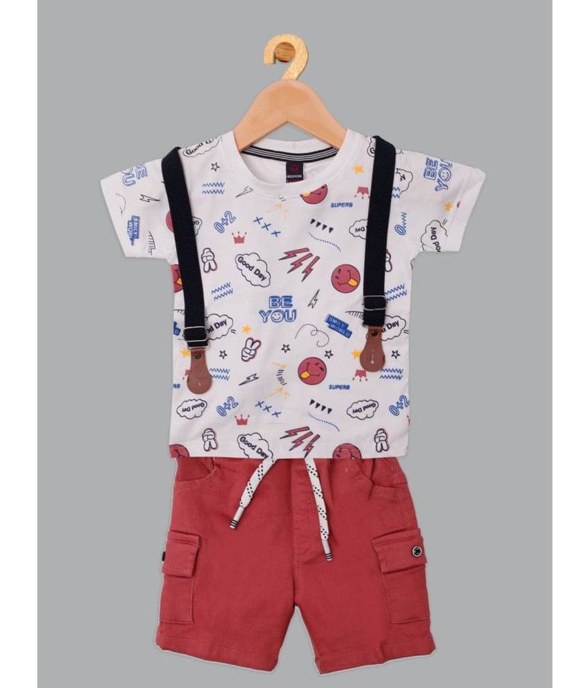     			Master Kids Pack of 1 Boys Cotton T-Shirt & Capris Set ( Rust )