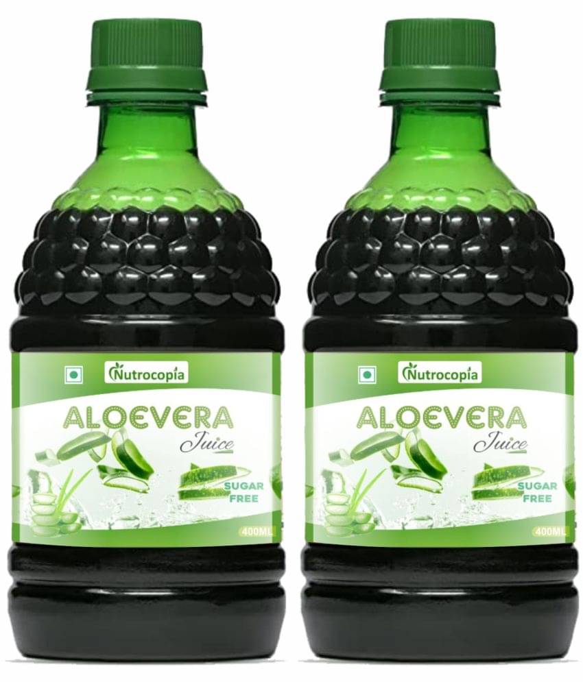 NUTROCOPIA Aloe Vera Juice | For Glowing Skin & Healthy Hair | Organic & Natural Juice Made With Cold Pressed Aloe Vera 400 ML - Pack of 2 NUTROCOPIA Aloe Vera Juice | For Glowing Skin & Healthy Hair | Organic & Natural Juice Made With Cold Pressed Aloe Vera 400 ML - Pack of 2