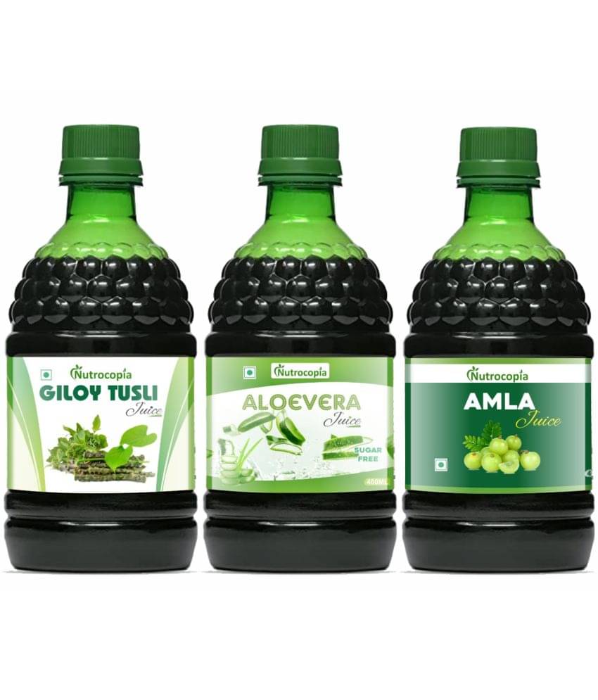 NUTROCOPIA Giloy Tulsi, Aloevera & Amla Juice for Healthy hair Pack of 3 of 400 ML(1200 ML) NUTROCOPIA Giloy Tulsi, Aloevera & Amla Juice for Healthy hair Pack of 3 of 400 ML(1200 ML)
