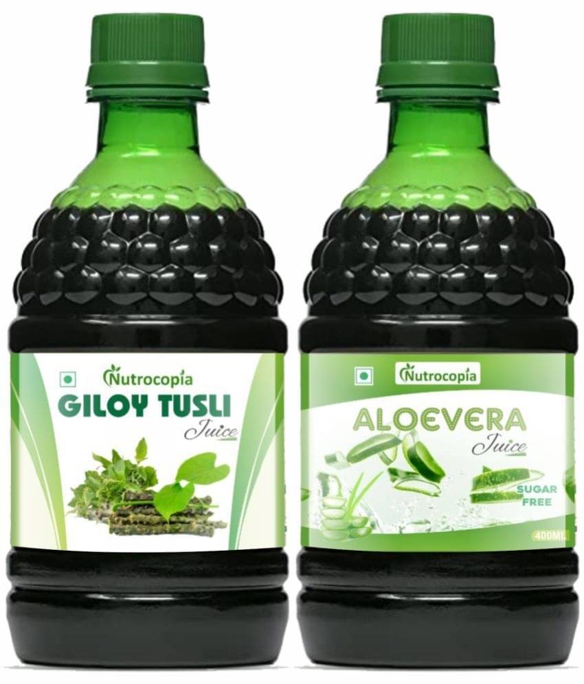 NUTROCOPIA Giloy Tulsi Juice & Aloe vera Juice Maintain Sugar Level Pack of 2 of 400 ML(800 ML) NUTROCOPIA Giloy Tulsi Juice & Aloe vera Juice Maintain Sugar Level Pack of 2 of 400 ML(800 ML)