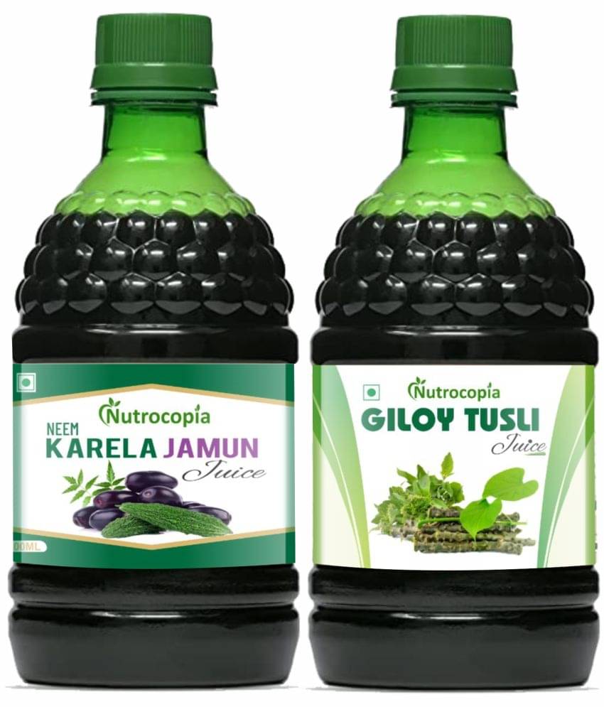     			NUTROCOPIA Neem Karela Jamun & Giloy Tulsi Juice For Diabetic Care Pack of 2 of 400 ML(800 ML)