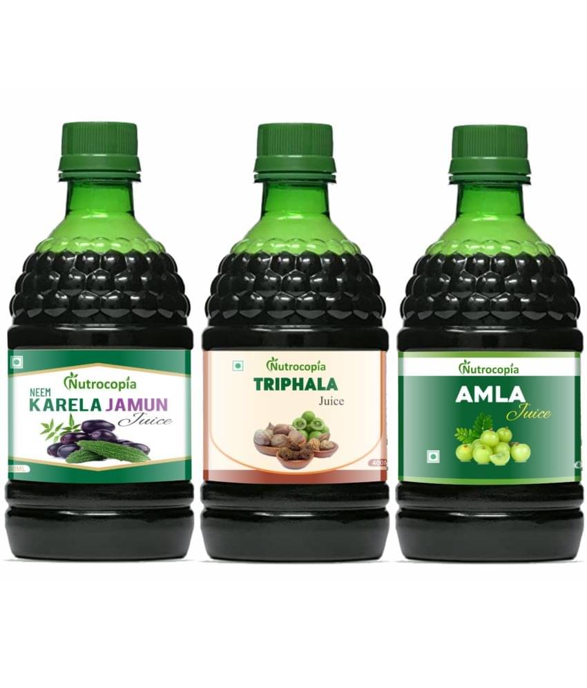 NUTROCOPIA Neem Karela Jamun, Triphala & Amla Juices Pack of 3 of 400 ML(1200 ML) NUTROCOPIA Neem Karela Jamun, Triphala & Amla Juices Pack of 3 of 400 ML(1200 ML)