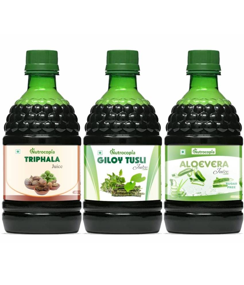     			NUTROCOPIA Triphala, Giloy Tulsi & Aloe Vera Juice to Relieves Constipation Pack of 3 of 400 ML(1200 ML)
