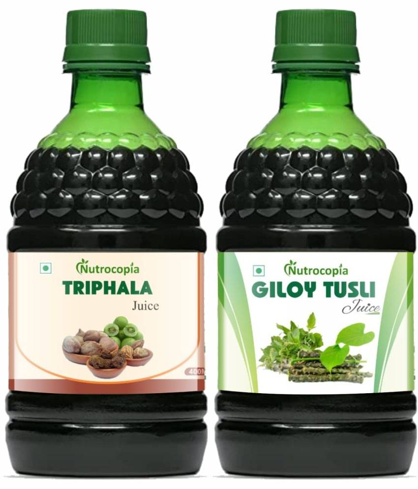 NUTROCOPIA Triphala Juice & Giloy Tulsi Juice To Boost Immunity Pack of 2 of 400 ML(800 ML) NUTROCOPIA Triphala Juice & Giloy Tulsi Juice To Boost Immunity Pack of 2 of 400 ML(800 ML)
