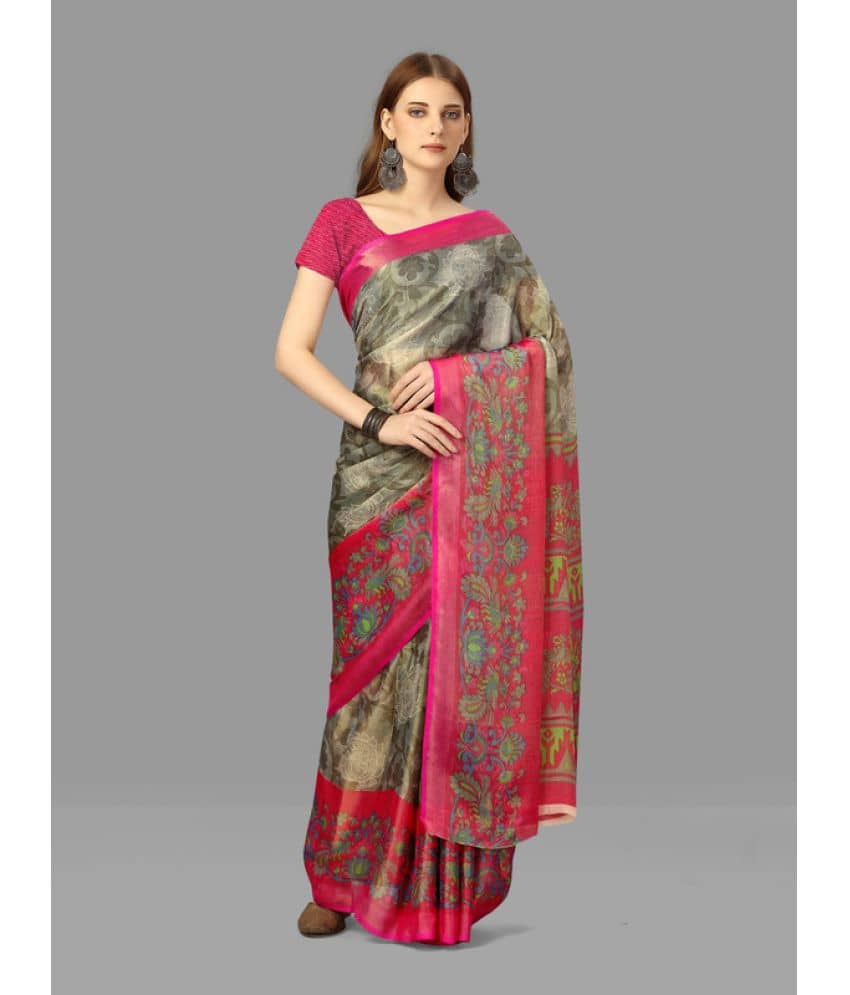 Sanjana Silks Brasso Printed Saree With Unstitched Blouse Piece ( Grey ) - Sarees | Buy online on ZillyBuy