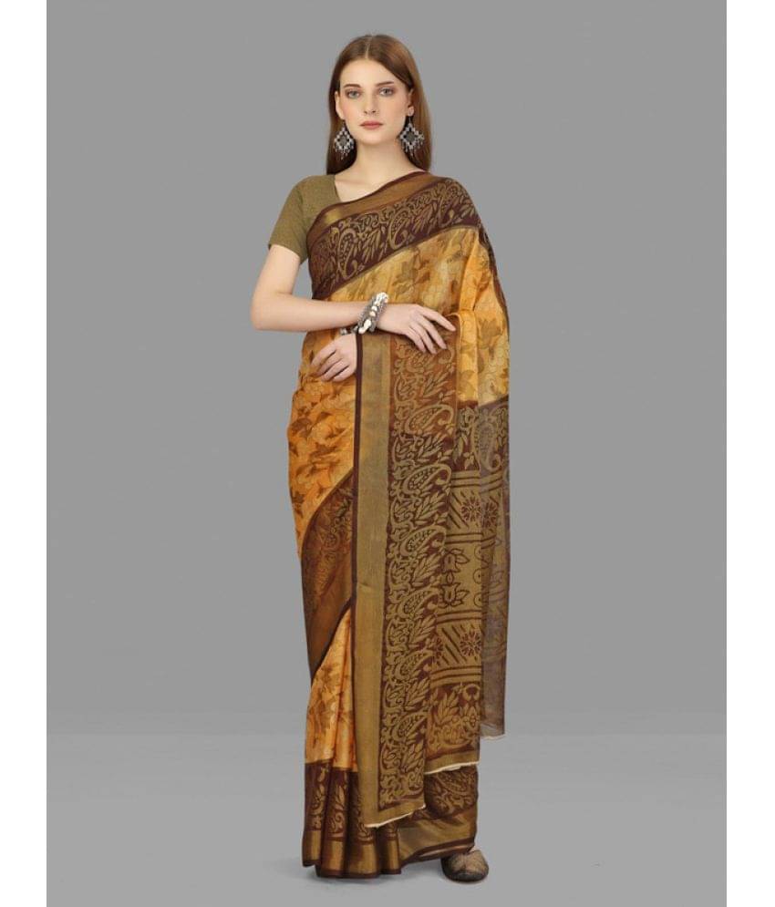 Sanjana Silks Brasso Printed Saree With Unstitched Blouse Piece ( Orange ) Sanjana Silks Brasso Printed Saree With Unstitched Blouse Piece ( Orange )