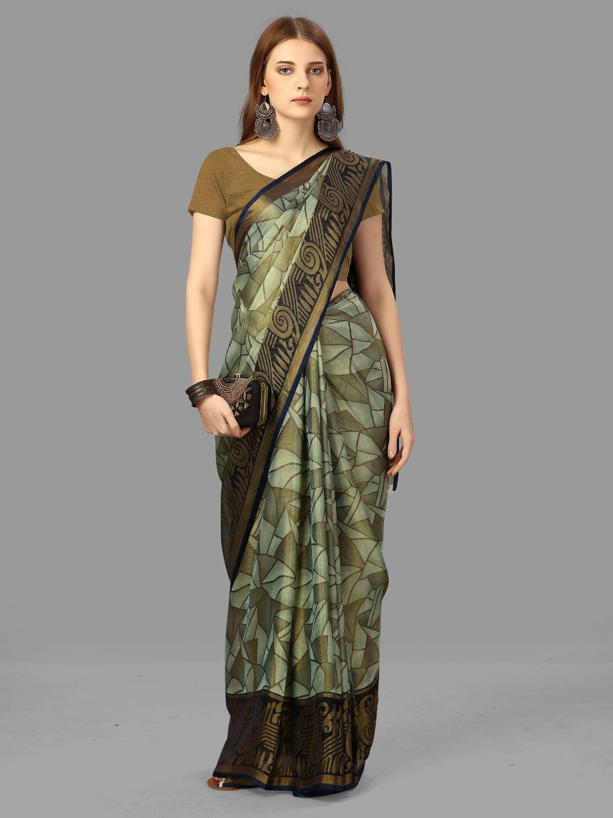 Sanwariya Silks Brasso Printed Saree With Unstitched Blouse Piece ( Green ) Sanwariya Silks Brasso Printed Saree With Unstitched Blouse Piece ( Green )