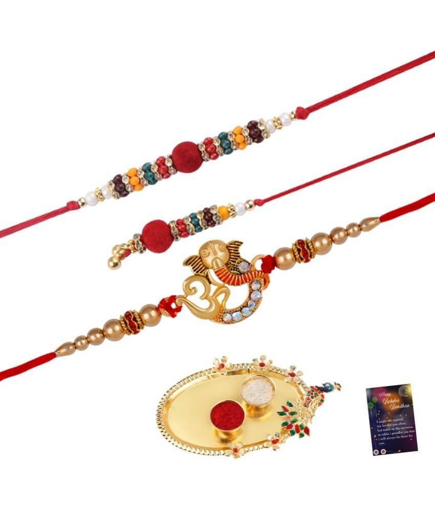     			Silver Shine - Multi Rakhi ( Pack of 3 )