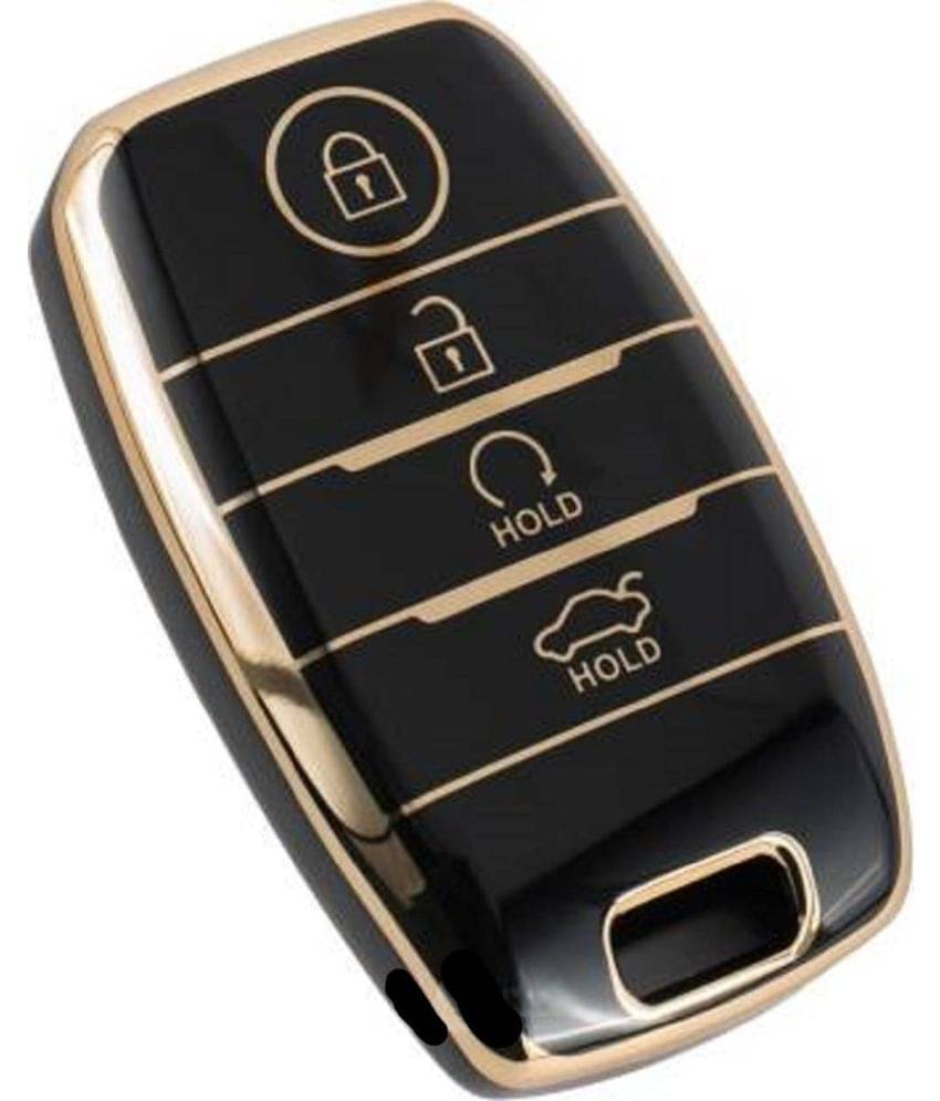 TANTRA TPU Key Cover Compatible with Kia Seltos, Sonet, Carens, Carnival 4 Button Smart Key (Hold Button Down) (Black) TANTRA TPU Key Cover Compatible with Kia Seltos, Sonet, Carens, Carnival 4 Button Smart Key (Hold Button Down) (Black)