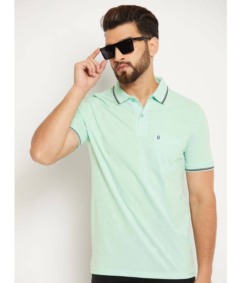     			UNIBERRY Pack of 1 Cotton Blend Regular Fit Solid Half Sleeves Men's Polo T Shirt ( Mint Green )