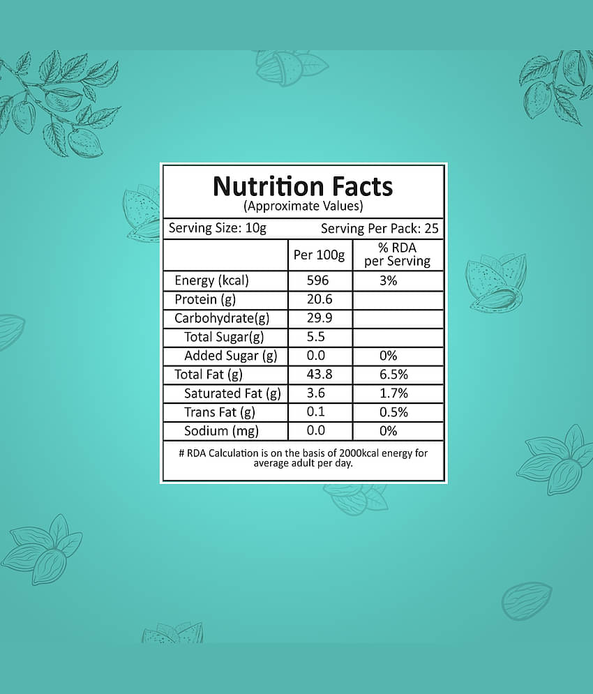 YUM YUM 100% Natural Premium Californian Badam Dry Fruits Almonds (200 g)