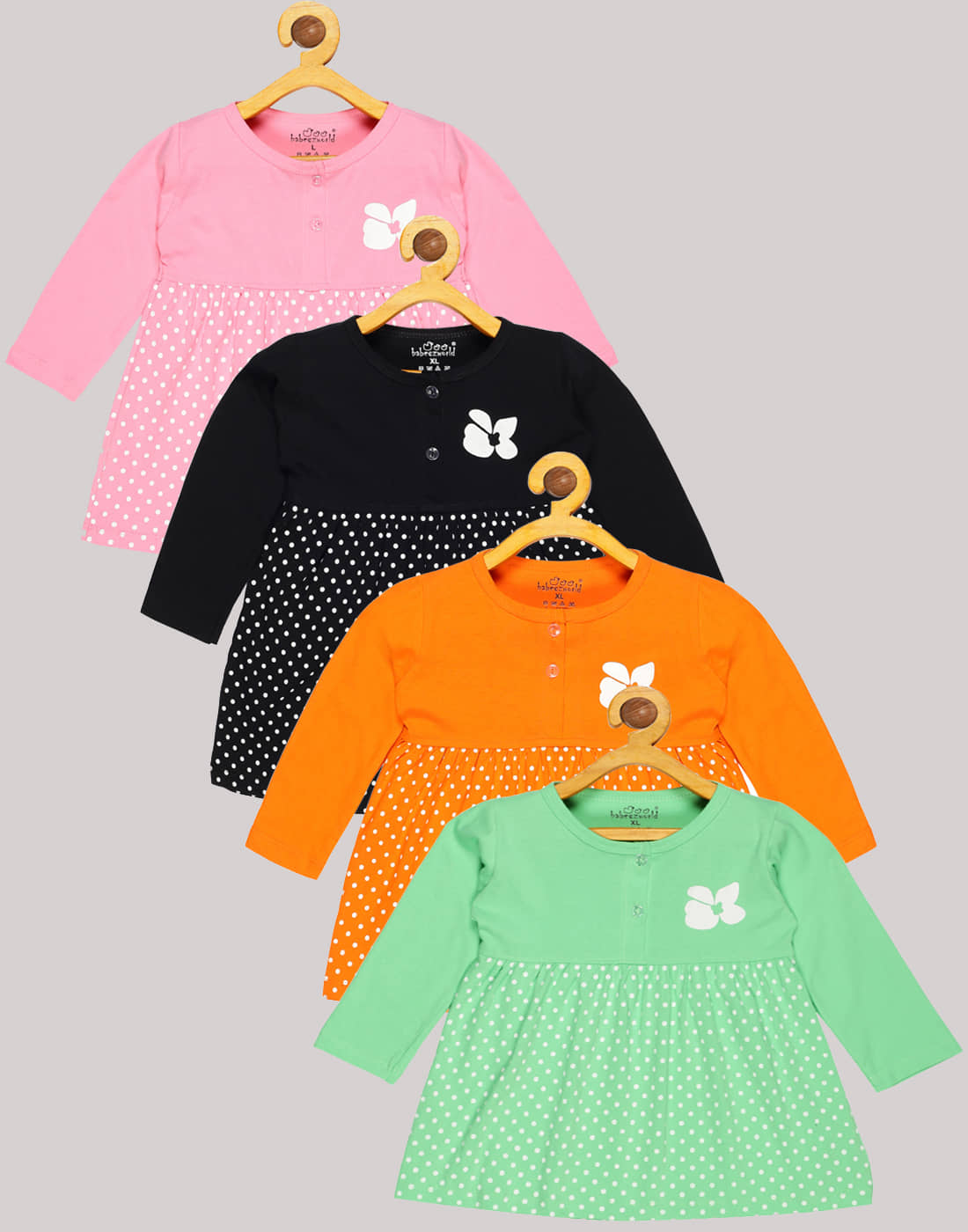 Babeezworld Pack of 4 Baby Girls Cotton Frock ( Multicolor )