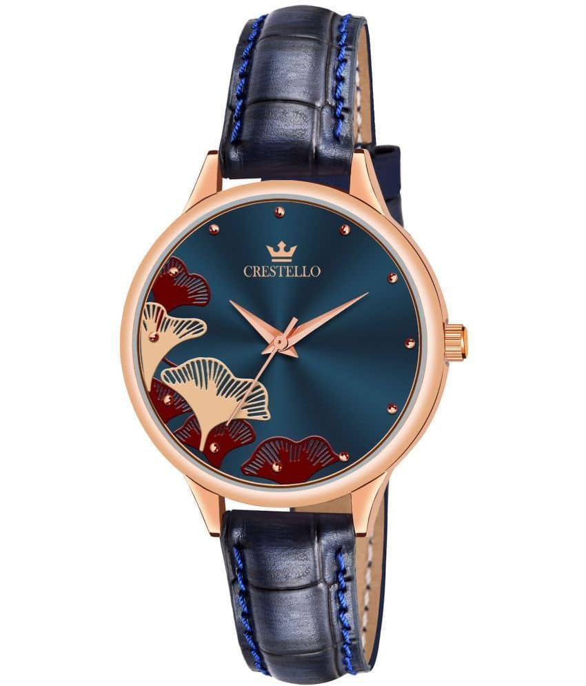 Crestello - Blue Leather Analog Womens Watch