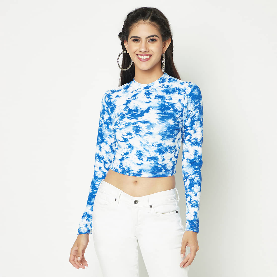 Glito Women's Polyester Crop Top ( Blue )