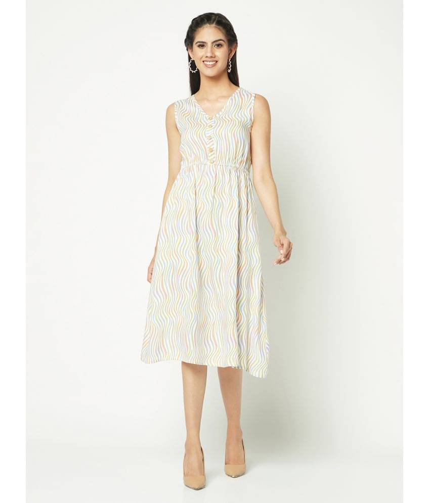 Glito Women Rayon Printed Fit & Flare Dress ( Multicolor ) Glito Women Rayon Printed Fit & Flare Dress ( Multicolor )