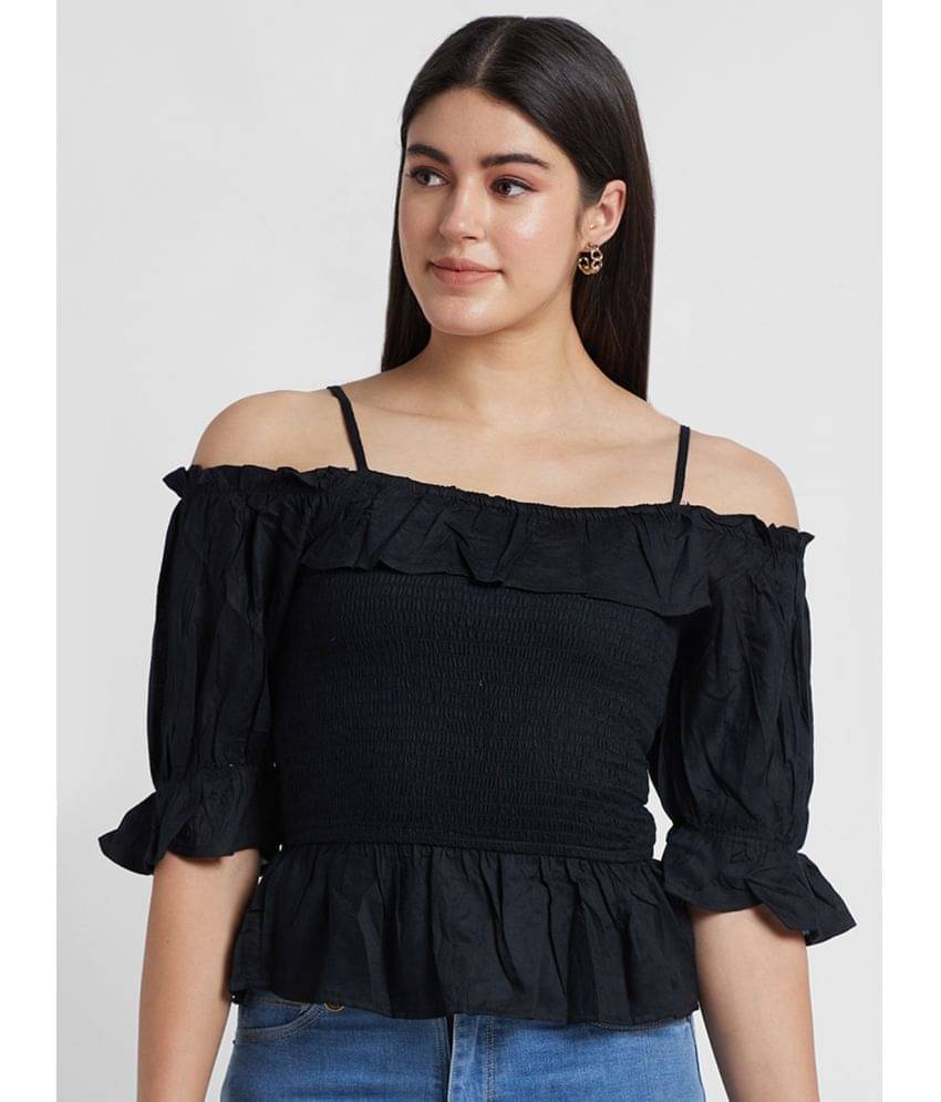 Globus - Black Polyester Women's Regular Top ( Pack of 1 ) Globus - Black Polyester Women's Regular Top ( Pack of 1 )
