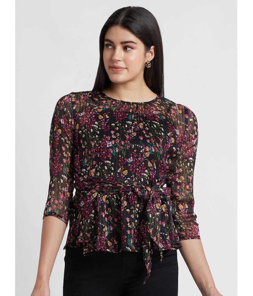 Globus - Black Polyester Women's Regular Top ( Pack of 1 ) Globus - Black Polyester Women's Regular Top ( Pack of 1 )