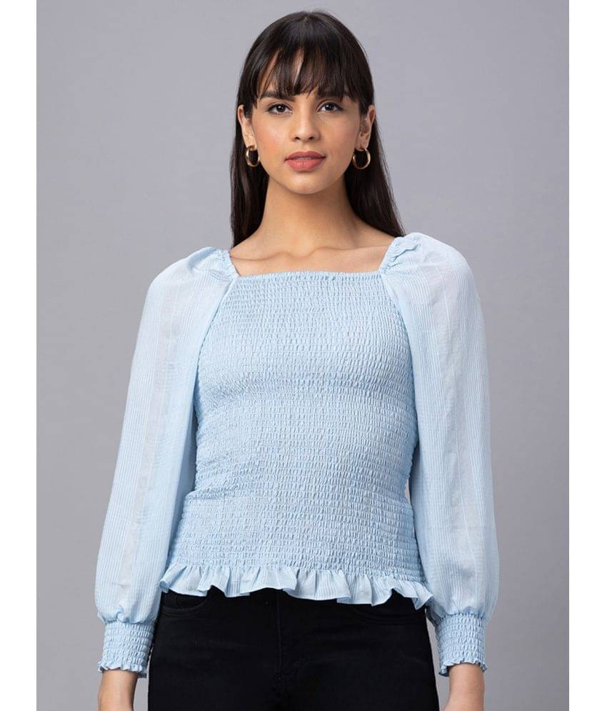 Globus - Blue Viscose Women's Regular Top ( Pack of 1 ) Globus - Blue Viscose Women's Regular Top ( Pack of 1 )
