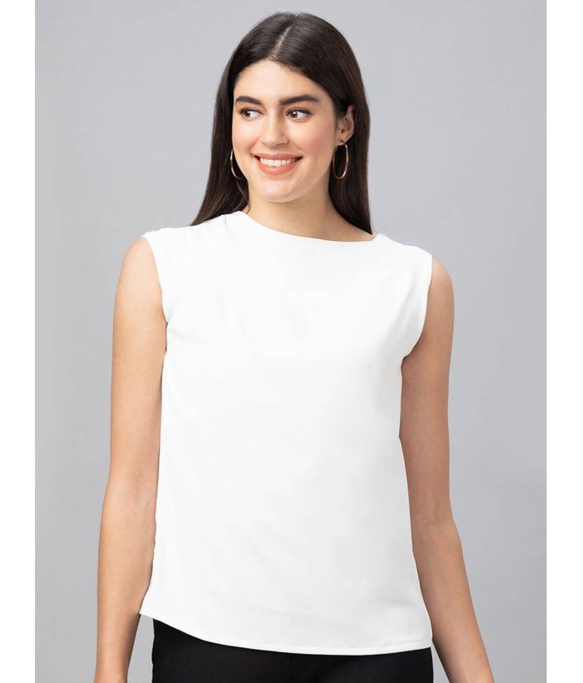 Globus - White Polyester Women's Regular Top ( Pack of 1 )     			Globus - White Polyester Women's Regular Top ( Pack of 1 )