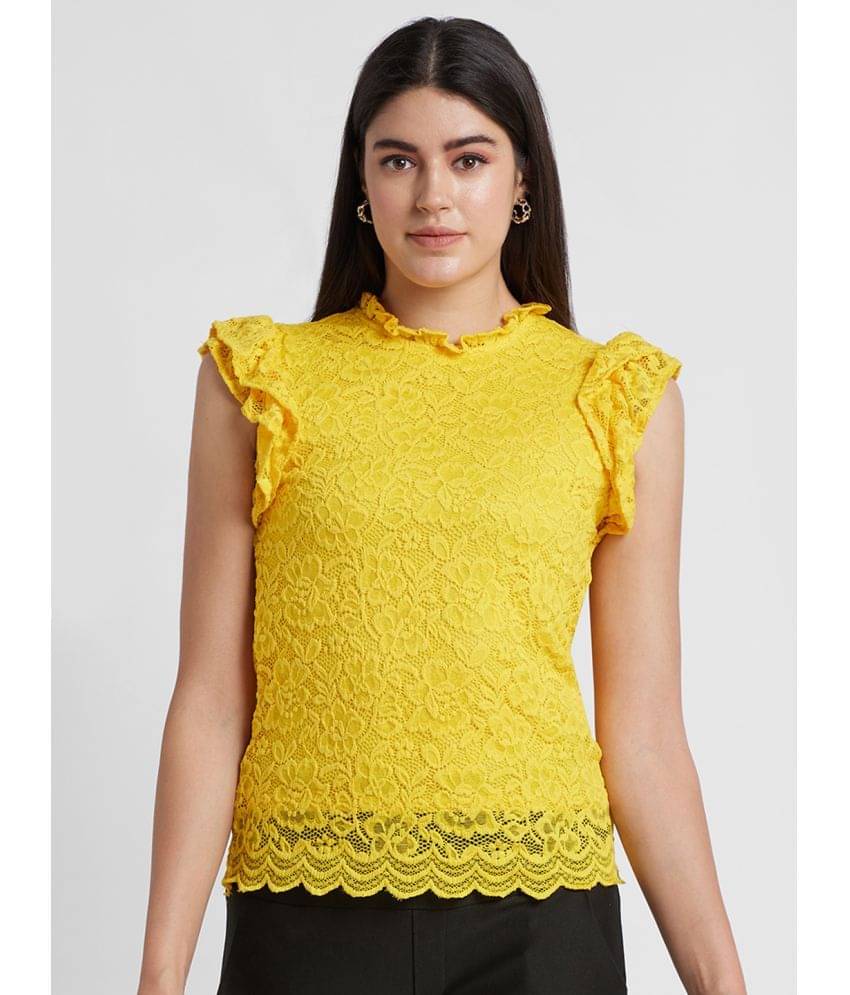 Globus - Yellow Polyester Women's Regular Top ( Pack of 1 )     			Globus - Yellow Polyester Women's Regular Top ( Pack of 1 )