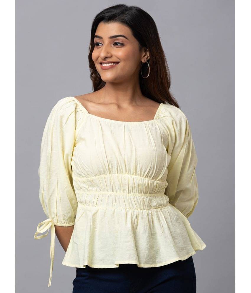     			Globus - Yellow Viscose Women's Peplum Top ( Pack of 1 )