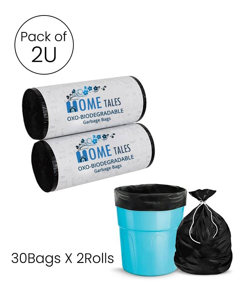     			Oxo-Biodegradable /Eco Friendly Garbage Bag for Dustbin,19 x 21 Inches (Medium) 60 Bags (2 Rolls), Black
