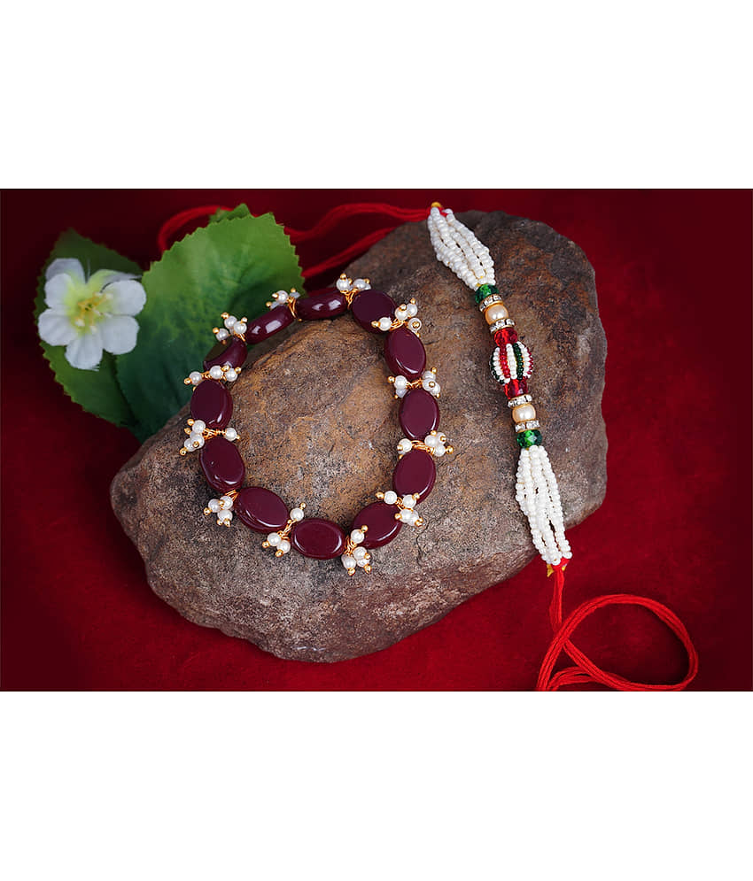 JFL - Jewellery For Less Maroon Bracelet ( Pack of 2 ) - Bangles & Bracelets | Buy online on ZillyBuy