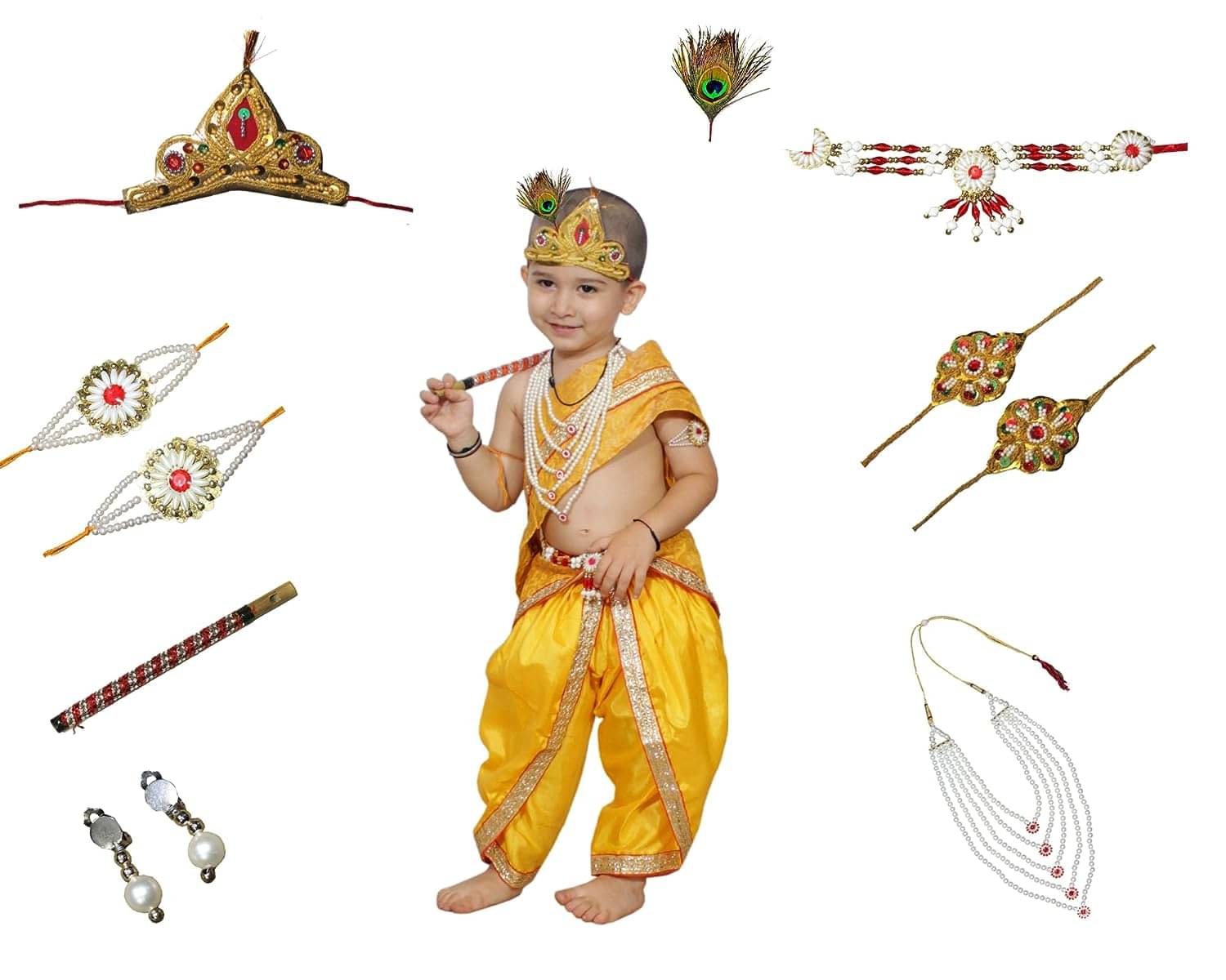 Kaku Fancy Dresses Krishna Costume for Kids | Kids Krishna Dress for Janmashtami/Kanha/Krishnaleela/Mythological Character Krishna Fancy Dress Costume for Boys/Girls - Yellow (2-3 Years) Kaku Fancy Dresses Krishna Costume for Kids | Kids Krishna Dress for Janmashtami/Kanha/Krishnaleela/Mythological Character Krishna Fancy Dress Costume for Boys/Girls - Yellow (2-3 Years)