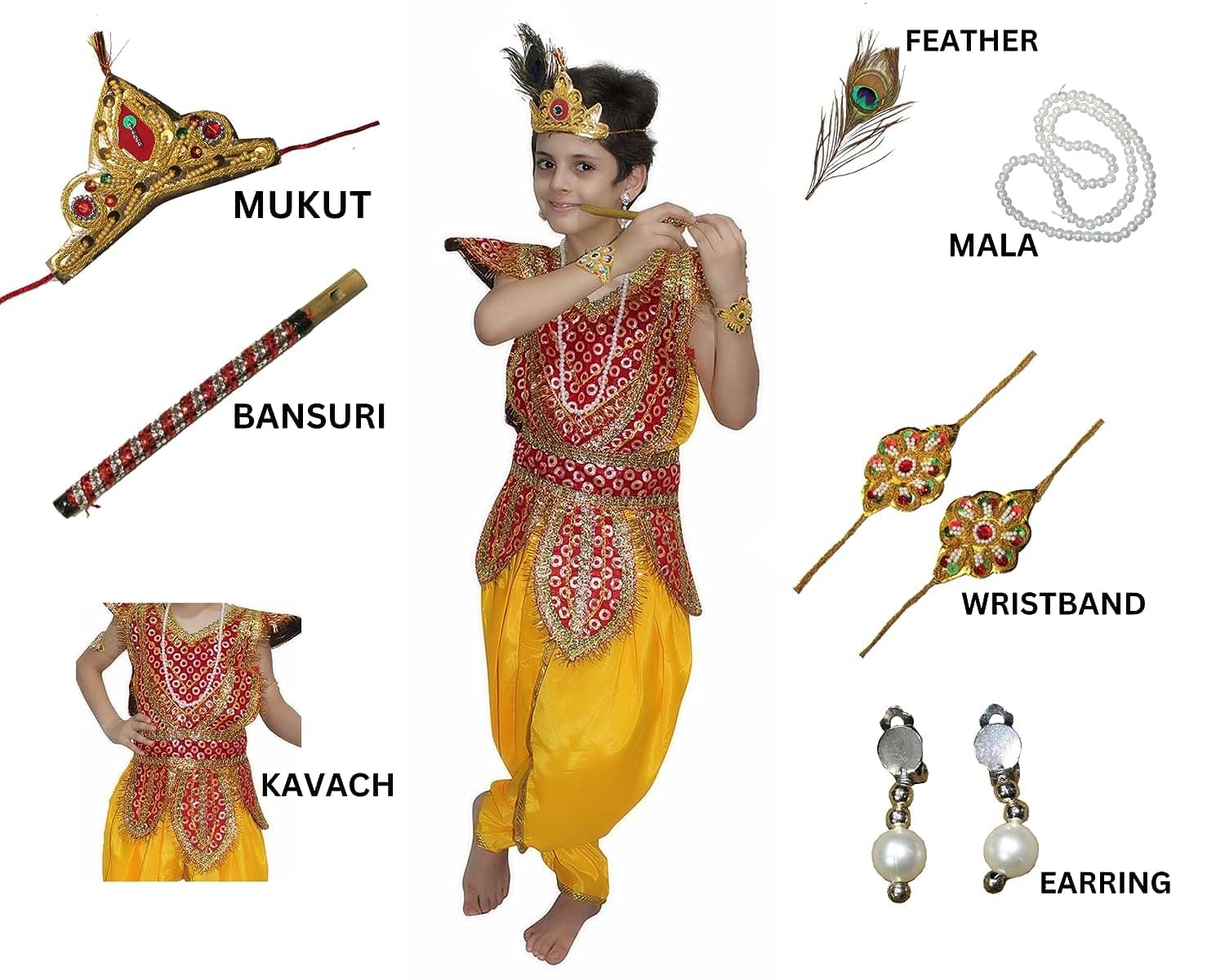 Kaku Fancy Dresses Krishna Costume for Kids | Kids Krishna Dress for Janmashtami/Kanha/Krishnaleela/Mythological Character Krishna Fancy Dress Costume for Boys/Girls - Yellow (3-4 Years) Kaku Fancy Dresses Krishna Costume for Kids | Kids Krishna Dress for Janmashtami/Kanha/Krishnaleela/Mythological Character Krishna Fancy Dress Costume for Boys/Girls - Yellow (3-4 Years)