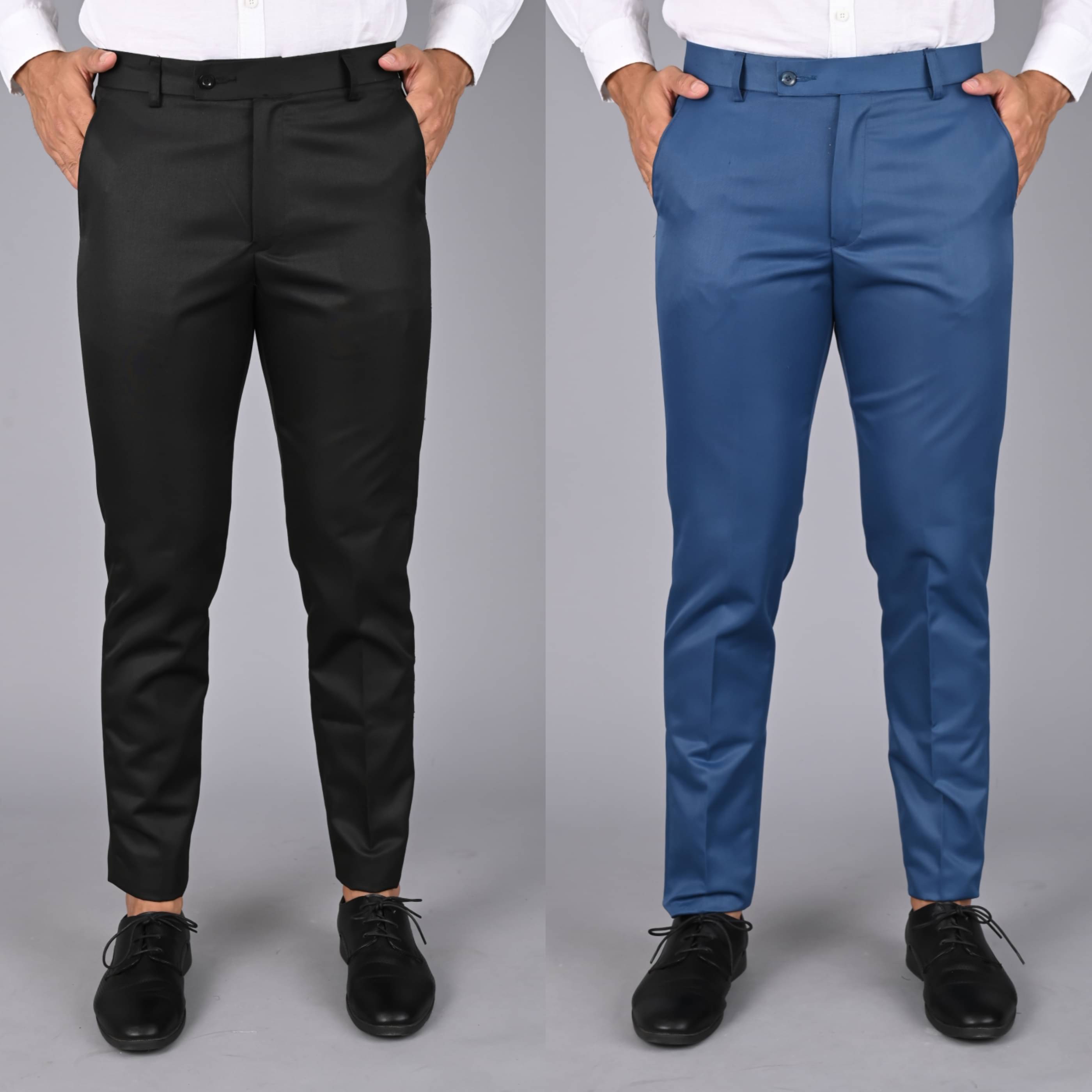     			MANCREW Blue Regular Formal Trouser ( Pack of 2 )