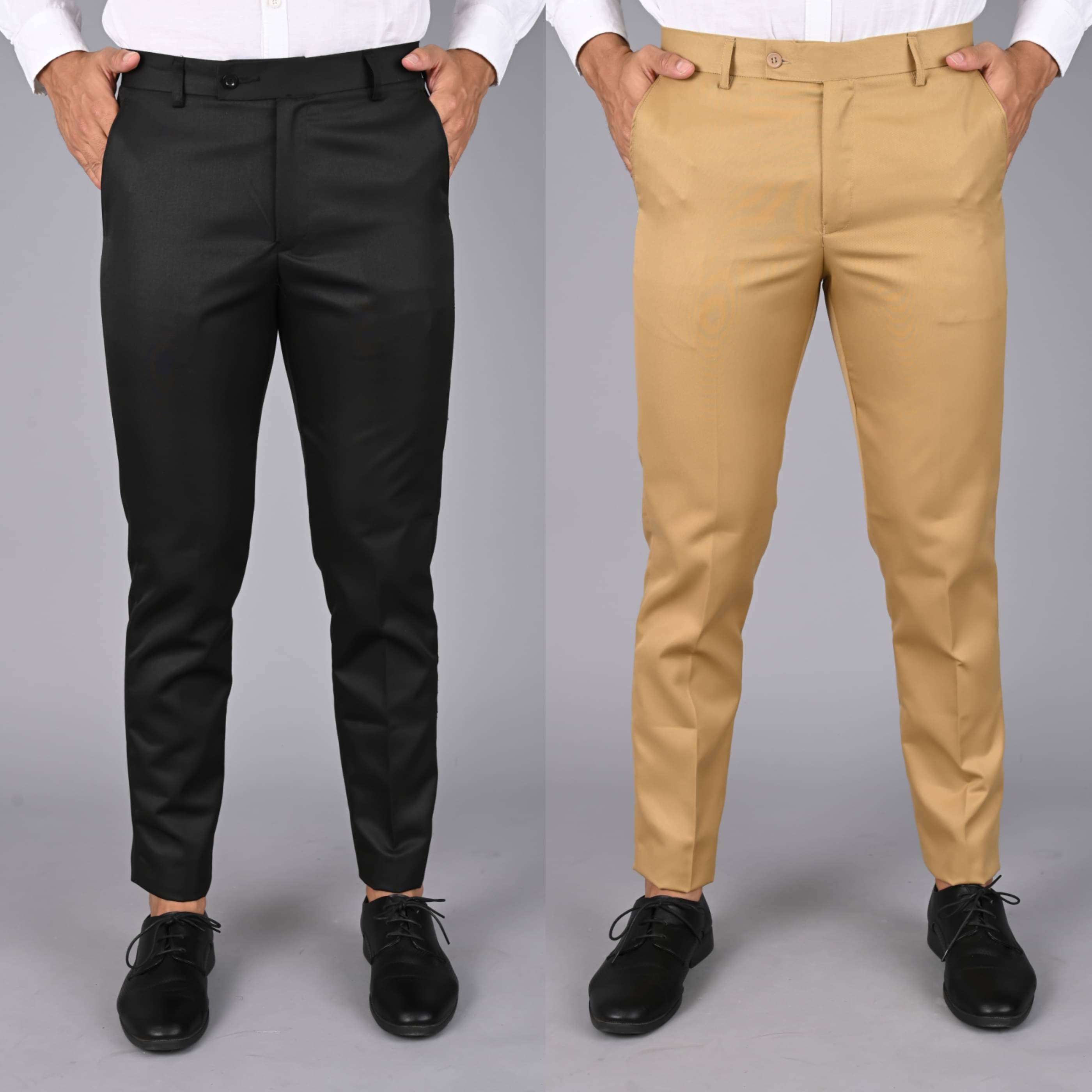     			MANCREW Khaki Regular Formal Trouser ( Pack of 2 )