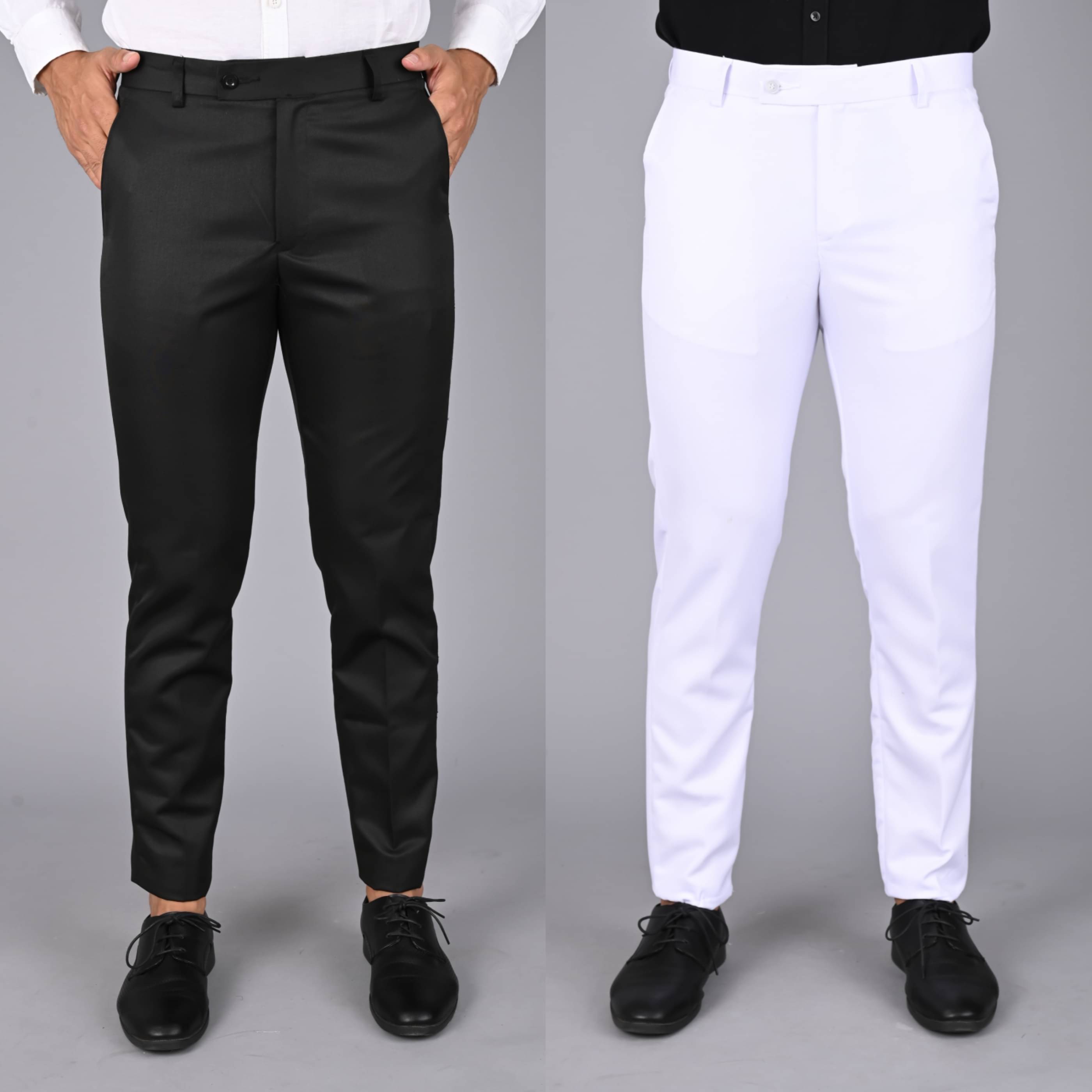     			MANCREW White Regular Formal Trouser ( Pack of 2 )