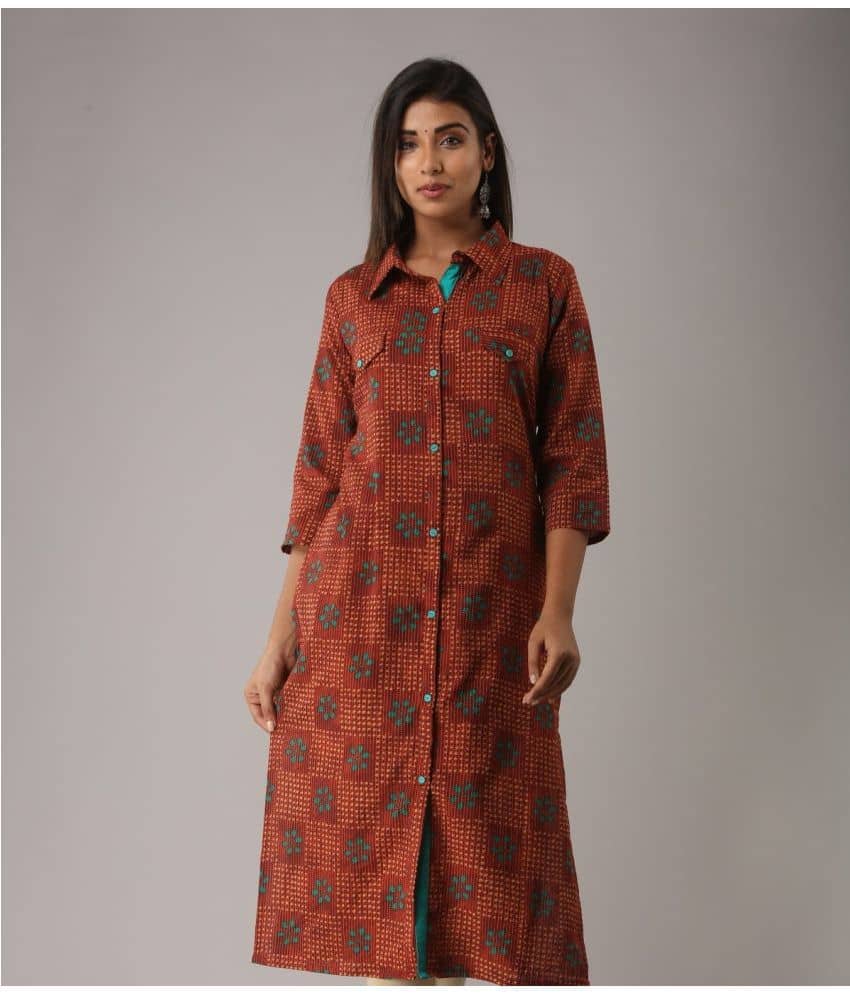 MAUKA - Green Cotton Women's Shirt Style Kurti ( Pack of 1 ) - Kurtis, Tunics | Buy online on ZillyBuy