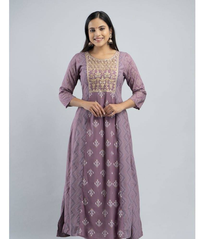     			MAUKA - Turquoise Rayon Women's Anarkali Kurti ( Pack of 1 )