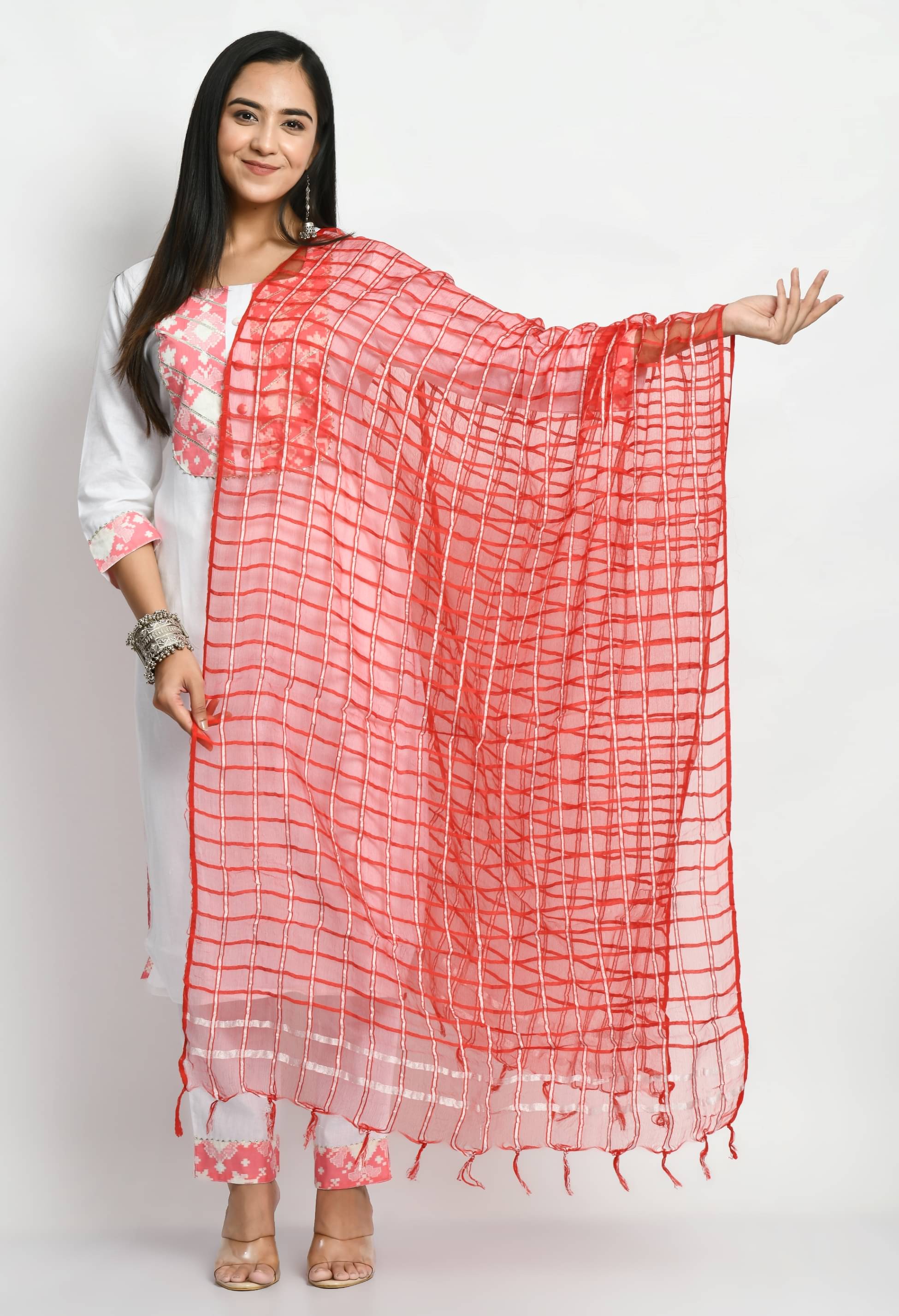    			MAURYA - Red Chanderi Women's Dupatta - ( Pack of 1 )