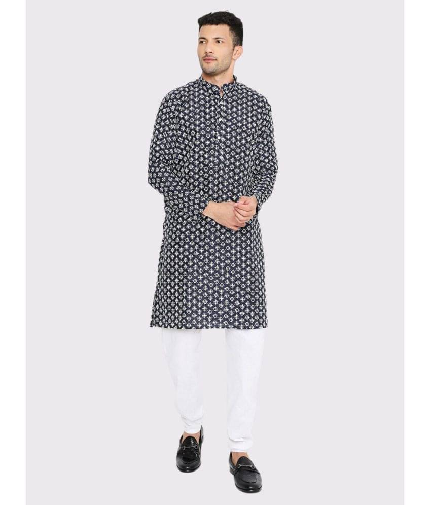     			Maharaja - Blue Silk Regular Fit Men's Kurta Pyjama Set ( Pack of 1 )