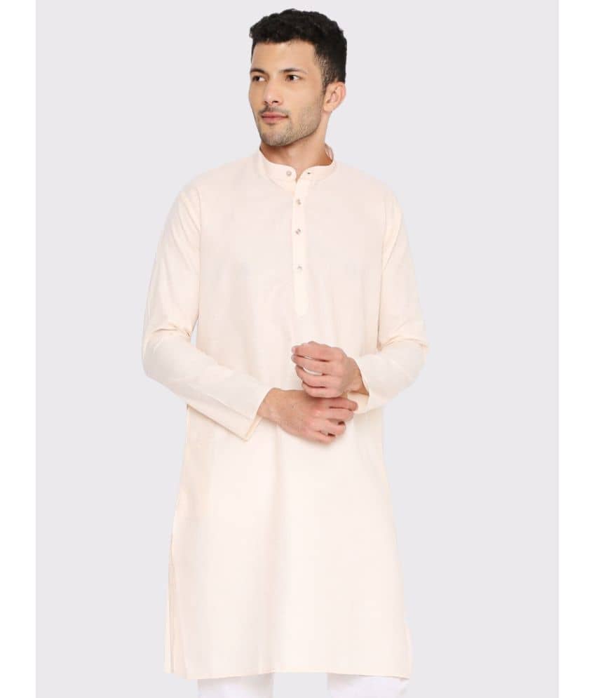 Maharaja - Peach Cotton Blend Men's Regular Kurta ( Pack of 1 ) - Kurtas & Kurta Sets | Buy online on ZillyBuy