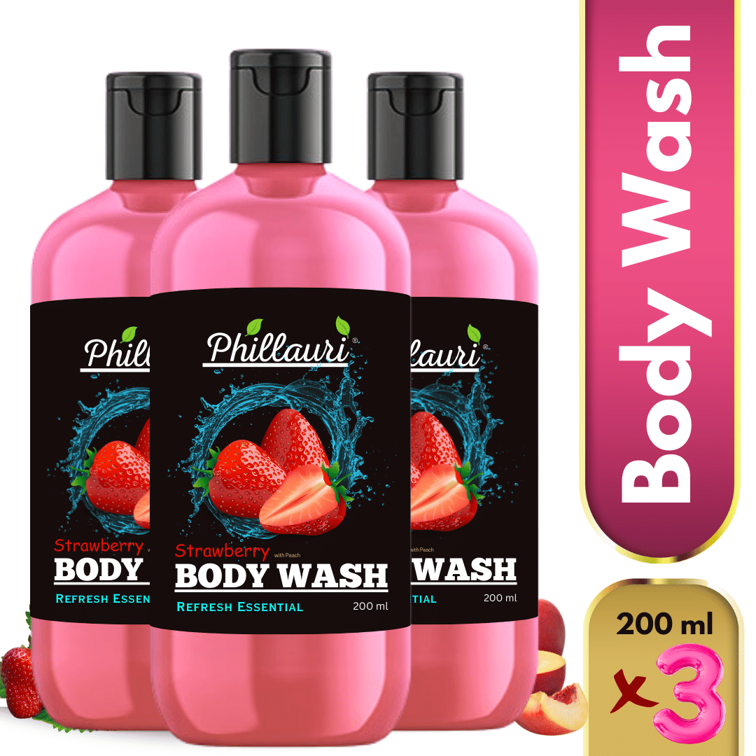 Phillauri Strawberry bodywash Nourishing Shower Gel 200 mL Pack of 3