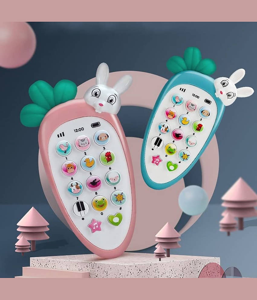 Radish Style Pretend Play Baby Mobile Cell Phone Kids Toy, Toddlers with Music, Ringtones, Lights - Birthday Party Favors and Gifts (Multi Color)
