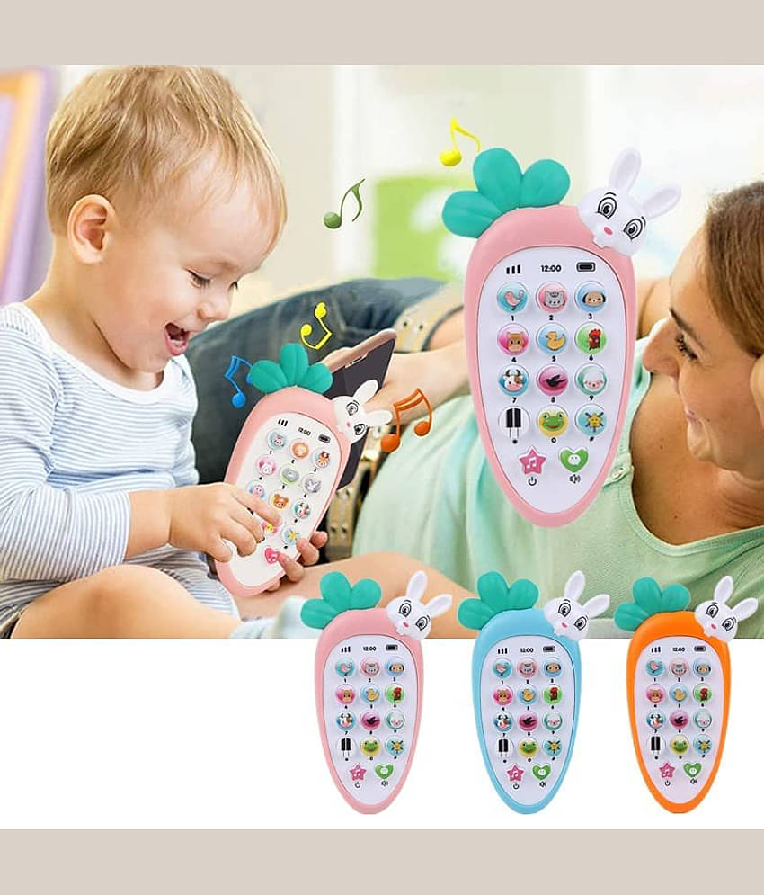 Radish Style Pretend Play Baby Mobile Cell Phone Kids Toy, Toddlers with Music, Ringtones, Lights - Birthday Party Favors and Gifts (Multi Color)
